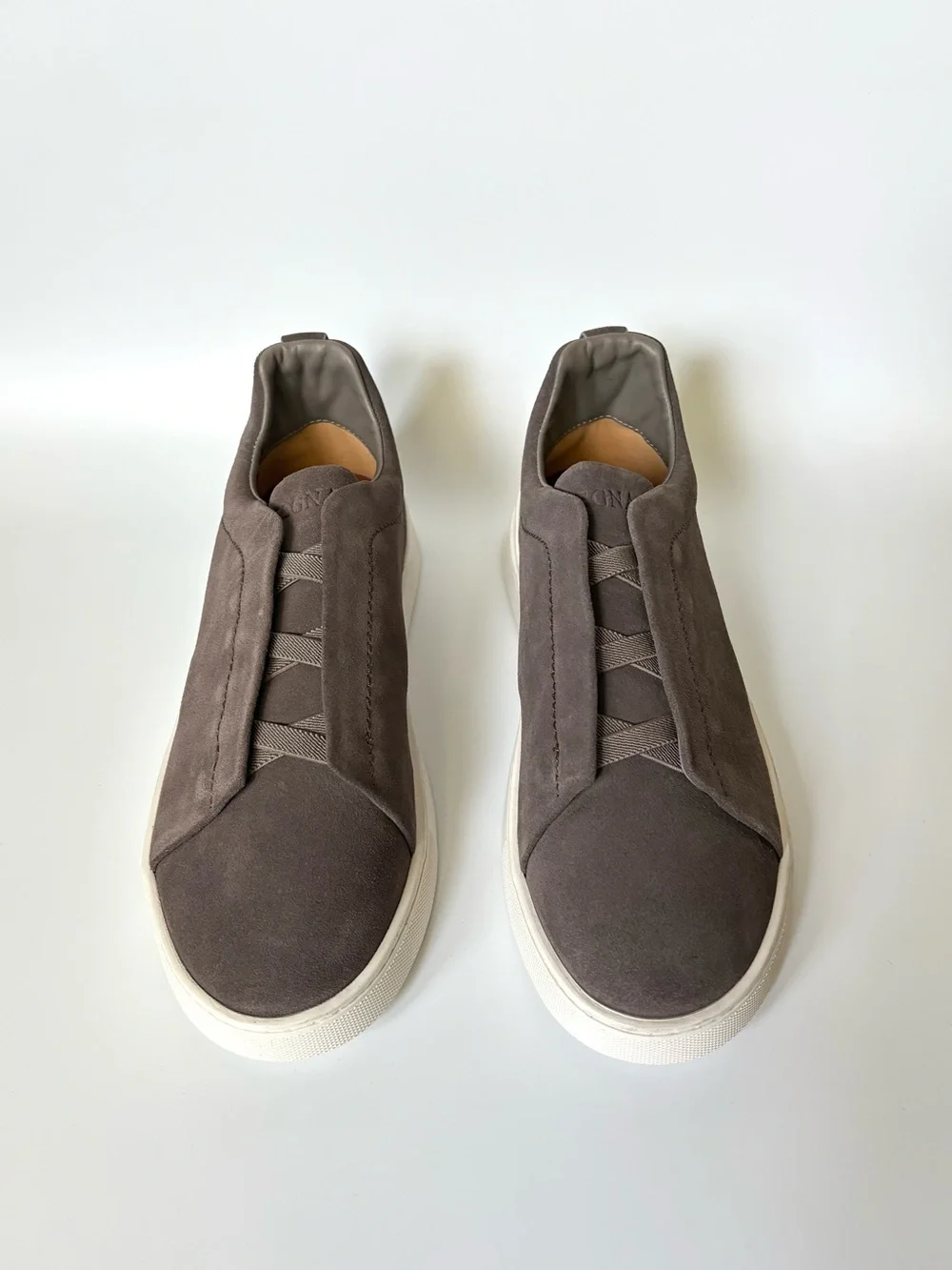 Zegna Grey Mélange Suede Triple Stitch™ Sneakers Men’s Size 10